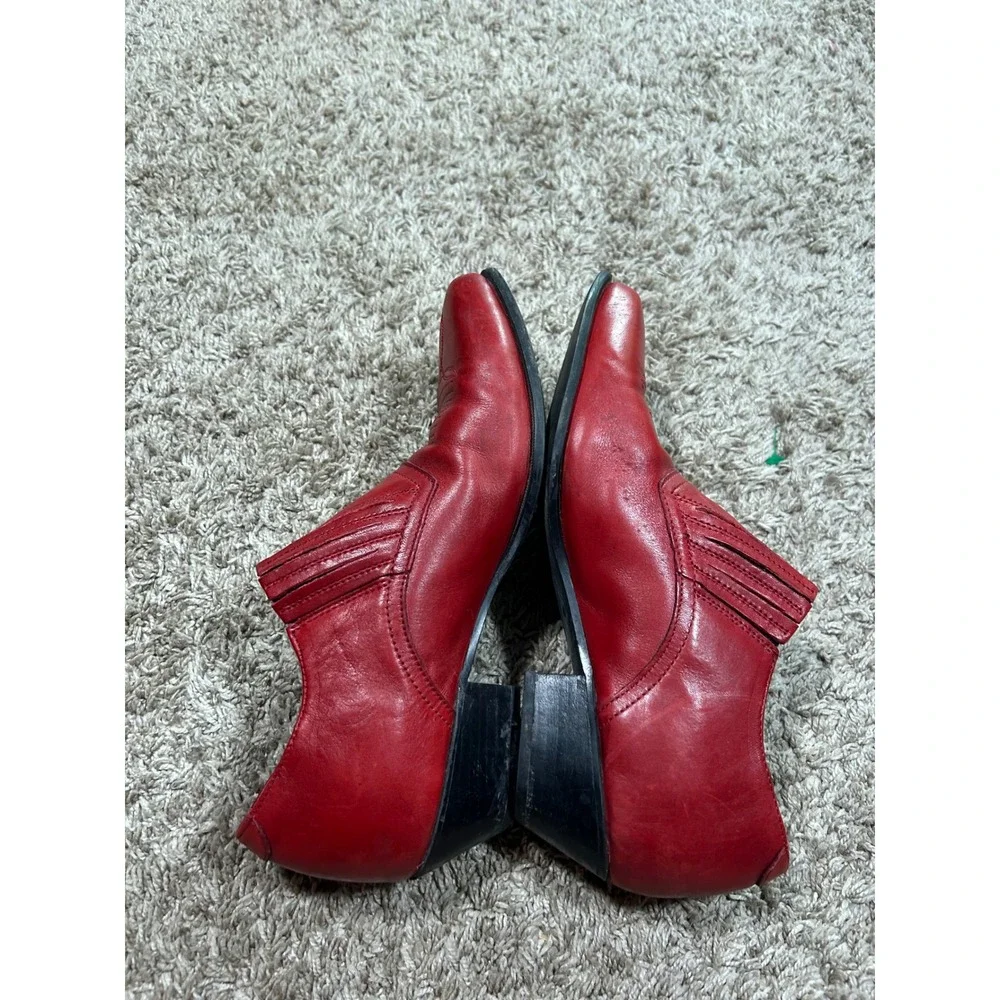 VTG Durango Red Leather Western Point Toe Boots 7.5 Southwestern Cowboy Retro